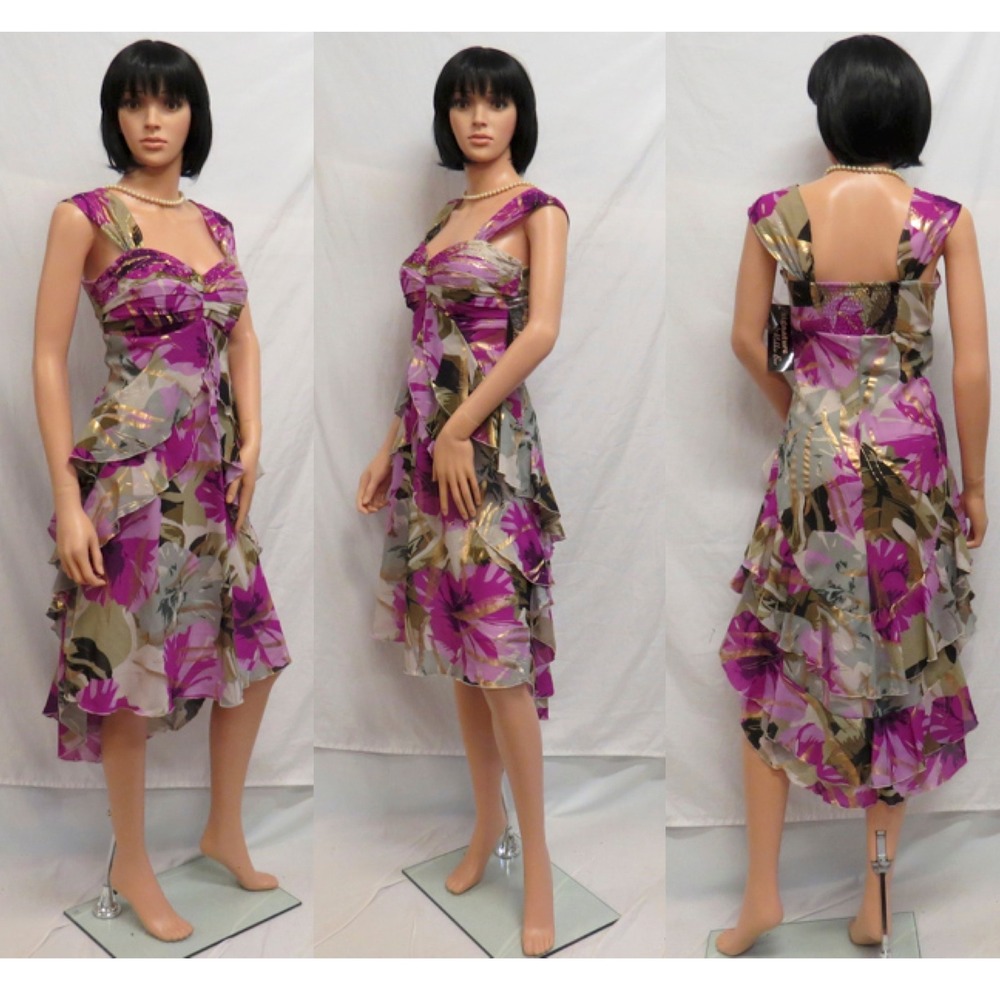 Signature by Robbie Bee Purple Floral Midi Dress
